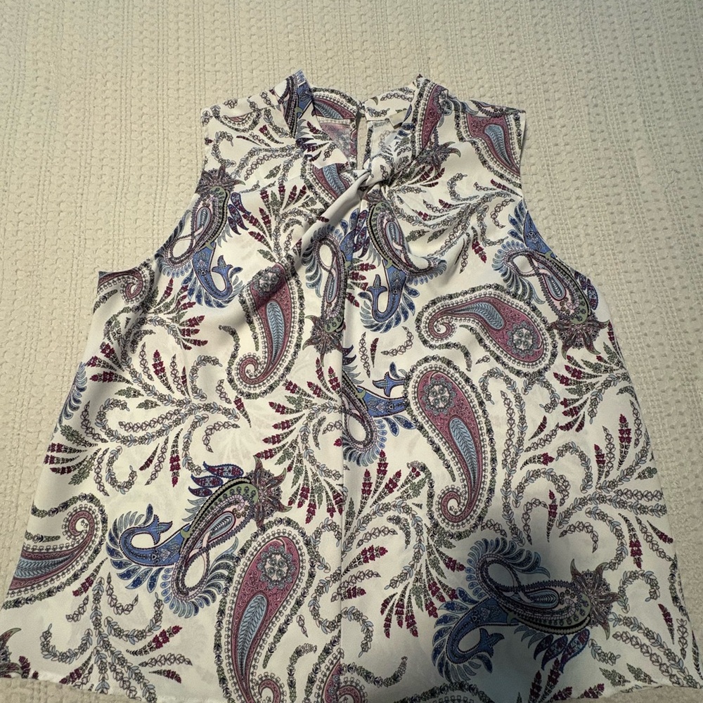LOFT Paisley Print Sleeveless Blouse - Blue and Pink
